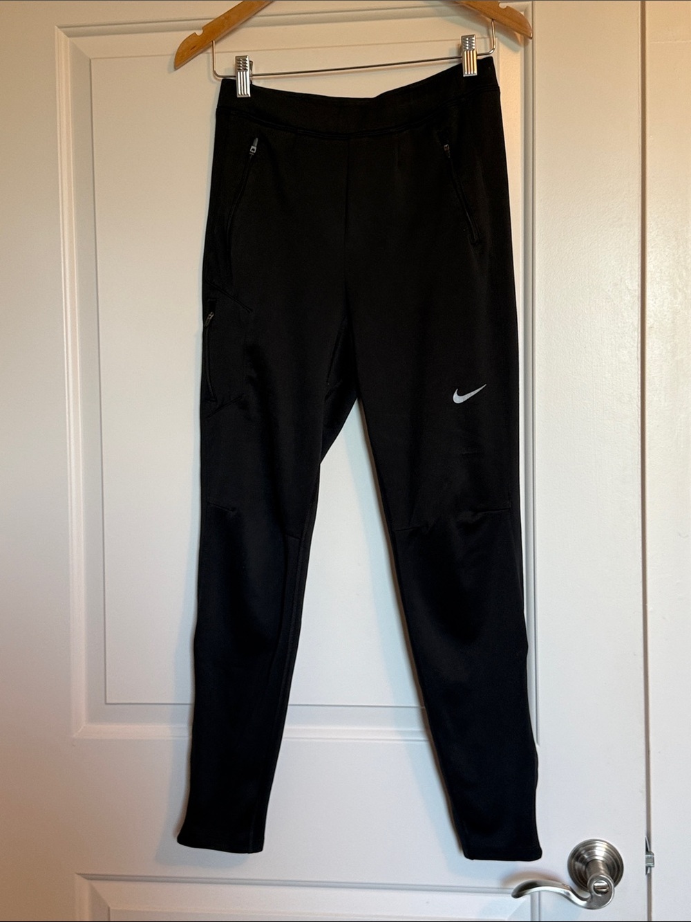 Nike Black Jogger Pants with Silver Swoosh Sz S